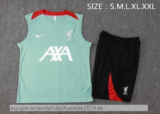 Nuevo Entrenamiento Sin Mangas Conjunto Completo Liverpool 24/25 Verde Negro Baratas